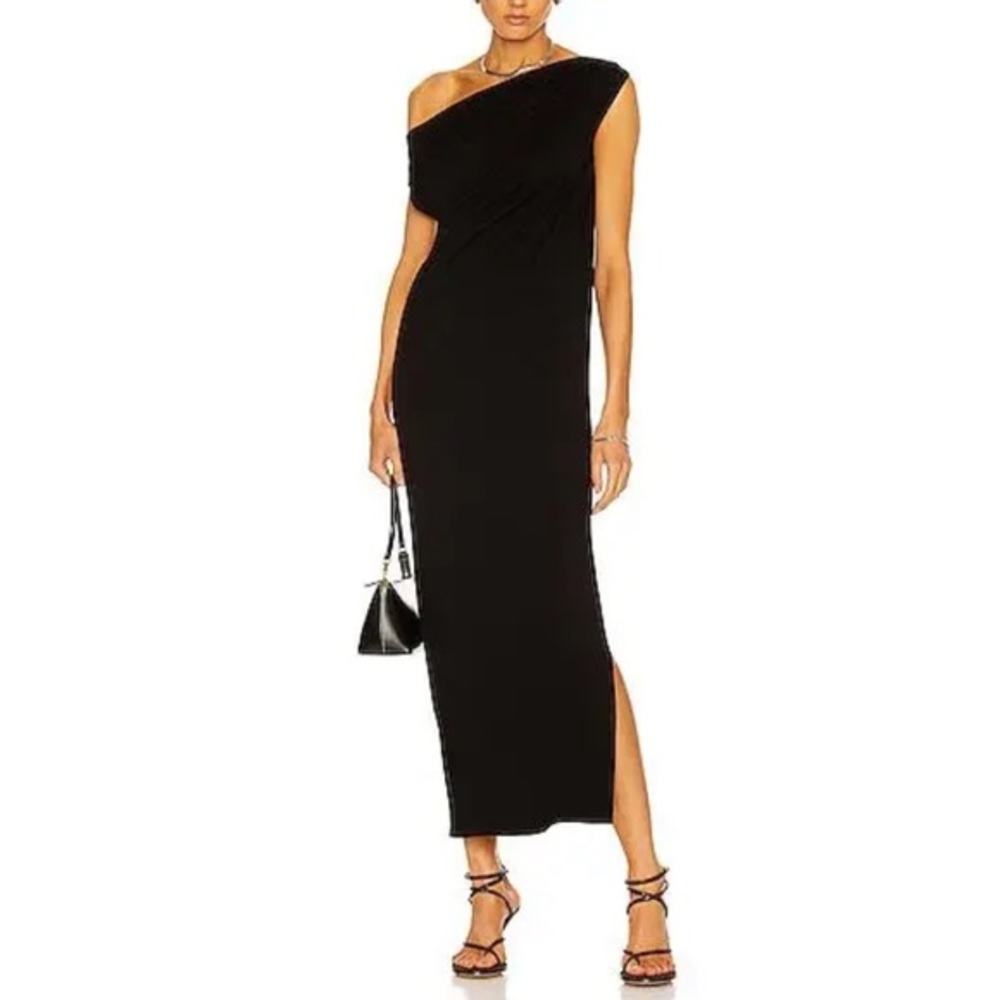 Enza Costa one shoulder black maxi dress Size M